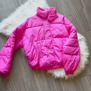 Free People Pink Puffer Jacket